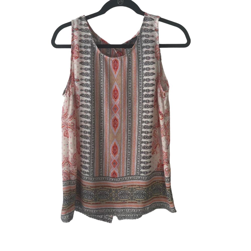 Cynthia Rowley Paisley Boho Medium Red Boho Festival Casual Light Sleeveless Top